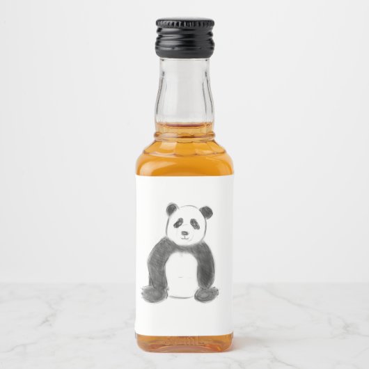 Schets van zwarte en witte panda likeurfles etiket (Voorkant)