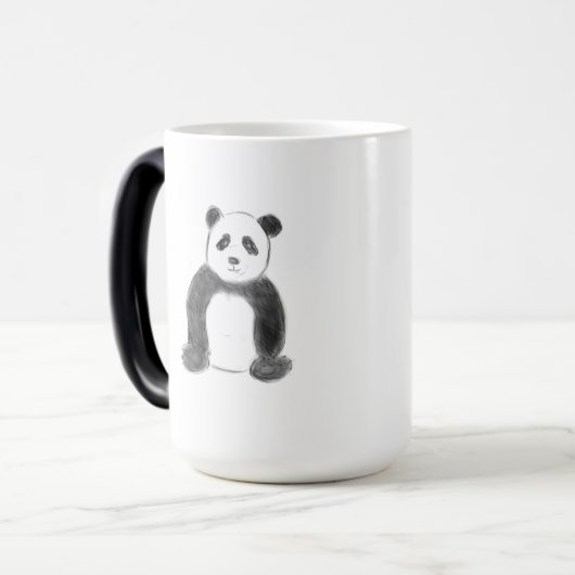 Schets van zwarte en witte panda magische mok (Voorkant links)