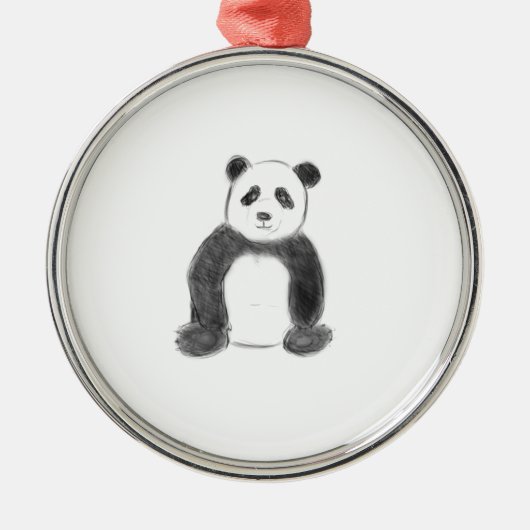 Schets van zwarte en witte panda metalen ornament (Voorkant)