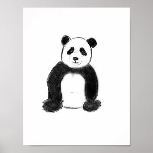 Schets van zwarte en witte panda poster (Voorkant)