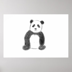Schets van zwarte en witte panda poster