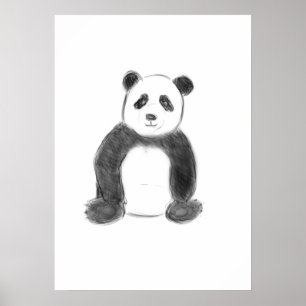 Schets van zwarte en witte panda poster