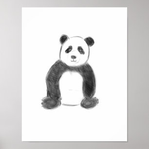 Schets van zwarte en witte panda poster