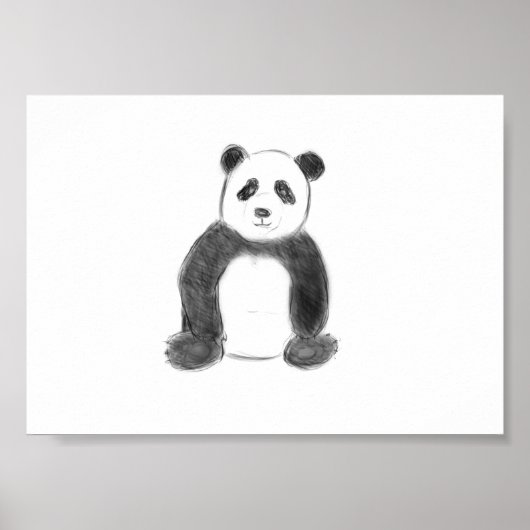 Schets van zwarte en witte panda poster (Voorkant)