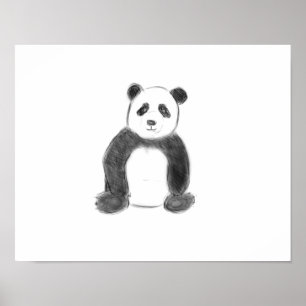 Schets van zwarte en witte panda poster