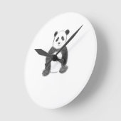 Schets van zwarte en witte panda ronde klok (Hoek)