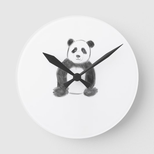 Schets van zwarte en witte panda ronde klok (Voorkant)
