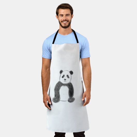 Schets van zwarte en witte panda schort (Gedragen)