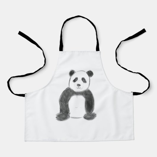 Schets van zwarte en witte panda schort (Voorkant)