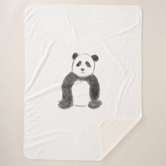 Schets van zwarte en witte panda sherpa deken (Voorkant)