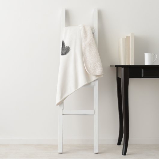 Schets van zwarte en witte panda sherpa deken (In situ)