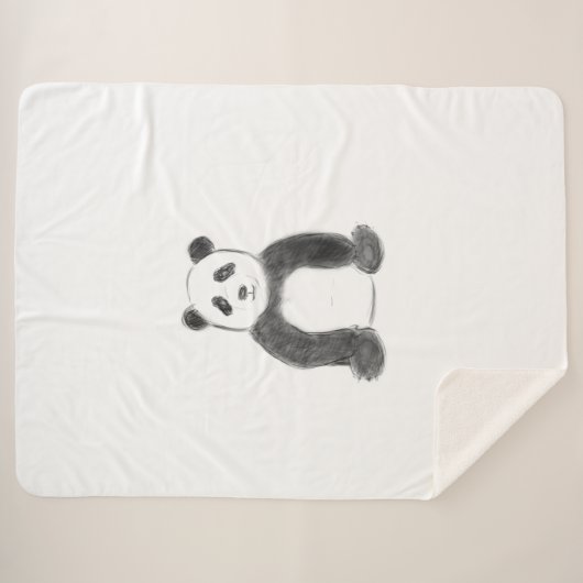 Schets van zwarte en witte panda sherpa deken (Voorkant (horizontaal))