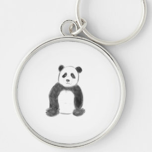 Schets van zwarte en witte panda sleutelhanger