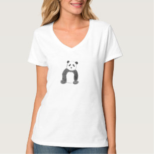 Schets van zwarte en witte panda t-shirt