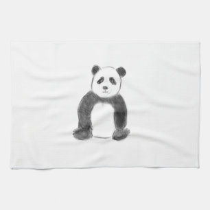 Schets van zwarte en witte panda theedoek