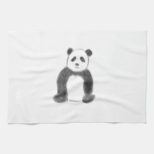 Schets van zwarte en witte panda theedoek (Horizontaal)