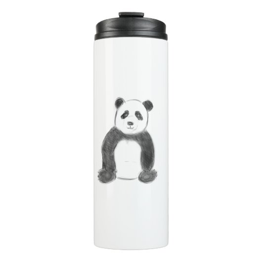Schets van zwarte en witte panda thermosbeker (Voorkant)