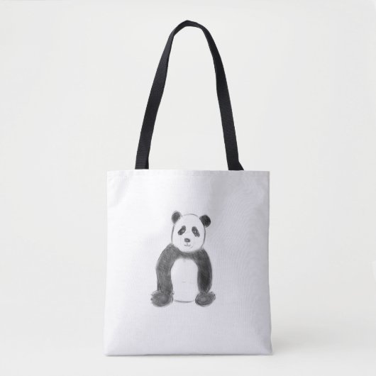 Schets van zwarte en witte panda tote bag (Voorkant)