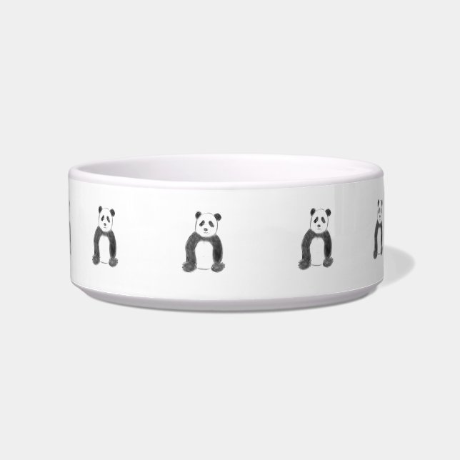 Schets van zwarte en witte panda voerbakje (Voorkant)