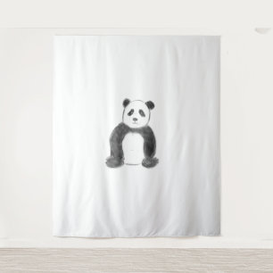 Schets van zwarte en witte panda wandkleed