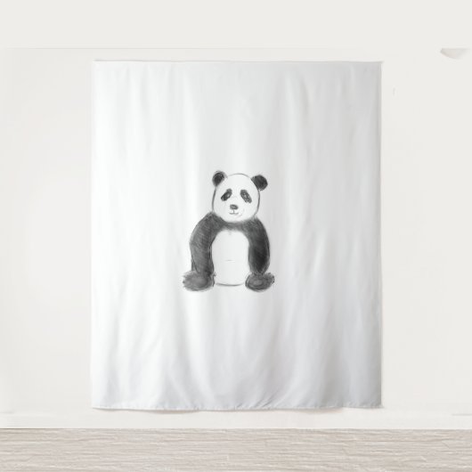 Schets van zwarte en witte panda wandkleed (Voorkant)