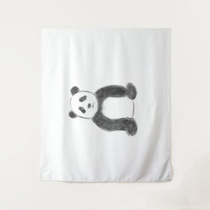 Schets van zwarte en witte panda wandkleed