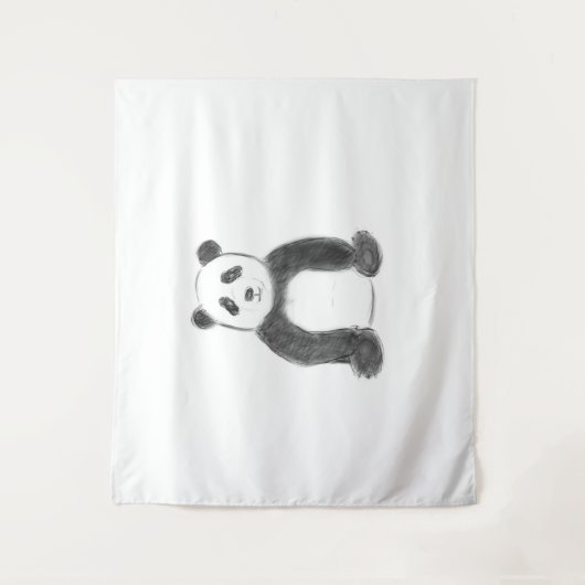 Schets van zwarte en witte panda wandkleed (Voorkant)