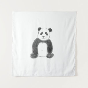 Schets van zwarte en witte panda wandkleed