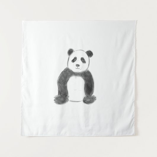 Schets van zwarte en witte panda wandkleed (Voorkant)