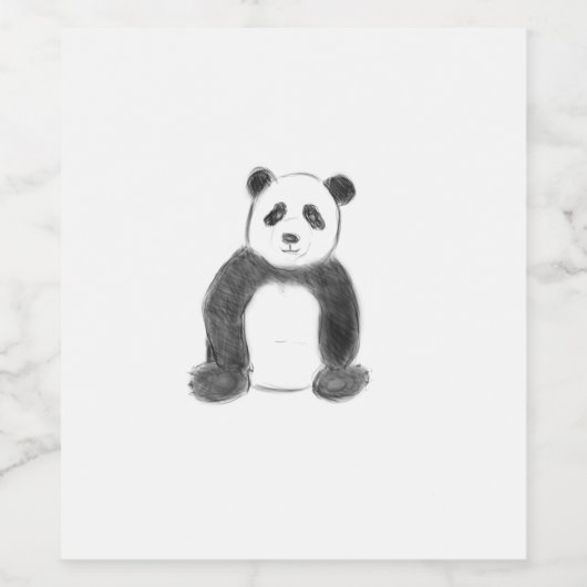 Schets van zwarte en witte panda wijn etiket (Enkel label)