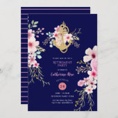 Schets Verjaardagsuitnodiging Nautische Navy Blauw Kaart (Voorkant / Achterkant)