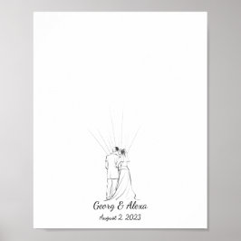 Schets Vingerafdruk Gastenboek voor Trouwparen Poster