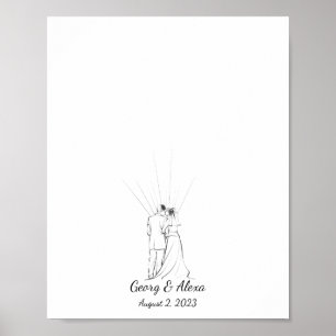 Schets Vingerafdruk Gastenboek voor Trouwparen Poster