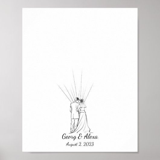 Schets Vingerafdruk Gastenboek voor Trouwparen Poster (Voorkant)