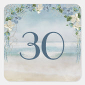 Schets voor 30-jarig jubileum met scheepvaartnet e vierkante sticker (Voorkant)