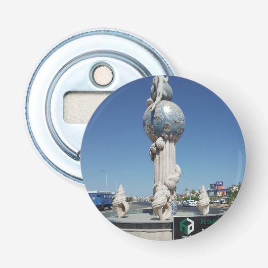 Schets voor de bewoners van de zee button flesopener (Voorkant)