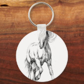 Schets voor paardentrekken, handgemaakt sleutelhanger (Voorkant)