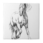 Schets voor paardentrekken, handgemaakt tegeltje (Voorkant)