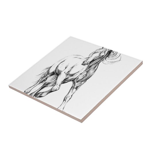Schets voor paardentrekken, handgemaakt tegeltje (Zijkant)
