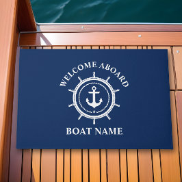Schets Welkom Aan Boord Boot Naam Anker Touw Roer Deurmat
