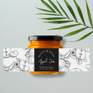 Schets Zelfgemaakte Apple Jam Wrap-around Label Waterfles Etiket