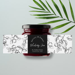 Schets zelfgemaakte Blueberry Jam Wrap-around Labe Waterfles Etiket