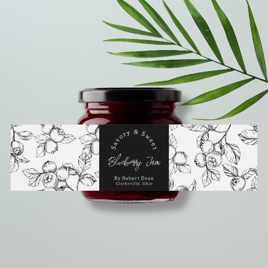 Schets zelfgemaakte Blueberry Jam Wrap-around Labe Waterfles Etiket