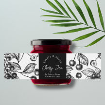 Schets Zelfgemaakte Cherry Jam Wrap-around Label