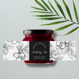 Schets Zelfgemaakte Cranberry Jam Wrap-around Labe Waterfles Etiket