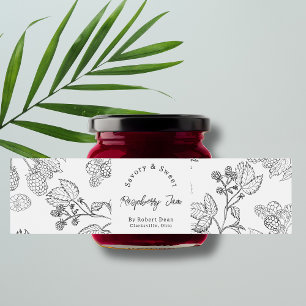 Schets Zelfgemaakte Raspberry Jam Wrap-around Labe Waterfles Etiket