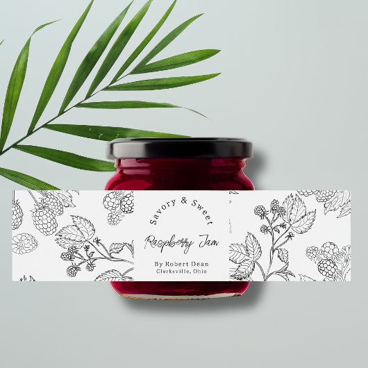 Schets Zelfgemaakte Raspberry Jam Wrap-around Labe Waterfles Etiket