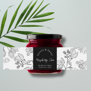 Schets Zelfgemaakte Raspberry Jam Wrap-around Labe Waterfles Etiket