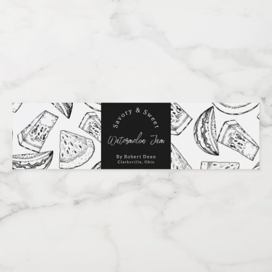 Schets zelfgemaakte watermeloenjam wikkel-etiket waterfles etiket (Enkel label)