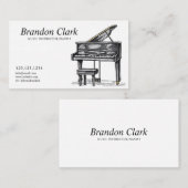 Schets zwart-witte piano met bank visitekaartje (Voorkant / Achterkant)